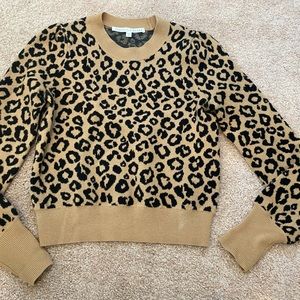 Veronica Beard Designer Animal Print Wool Crop Sweater XS